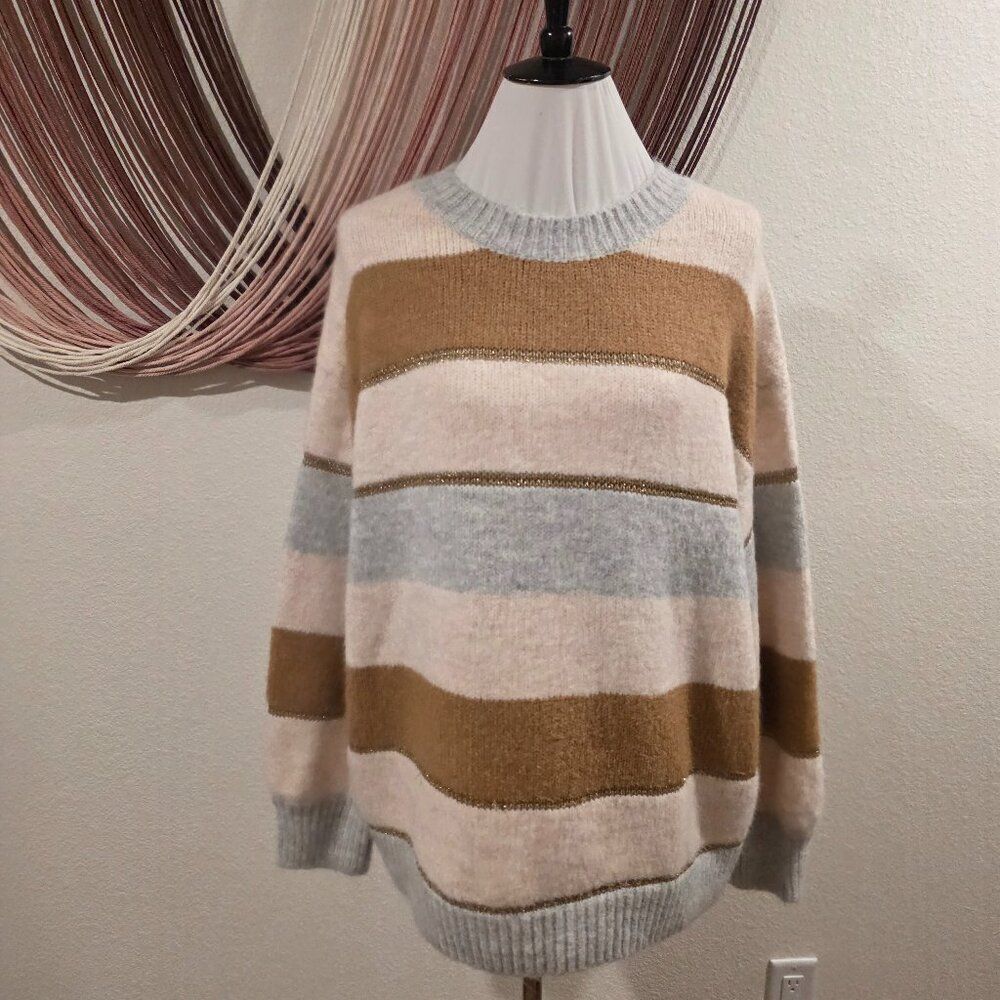 Skies are Blue Curvy - Metallic Knit Sweater Sz 1X